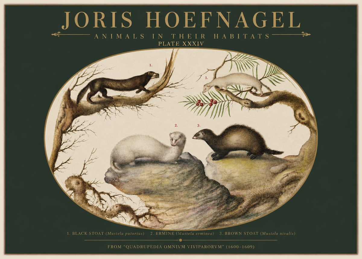 Joris Hoefnagel Animals in Their Habitats Plate Xxxiv No2 - Affiche