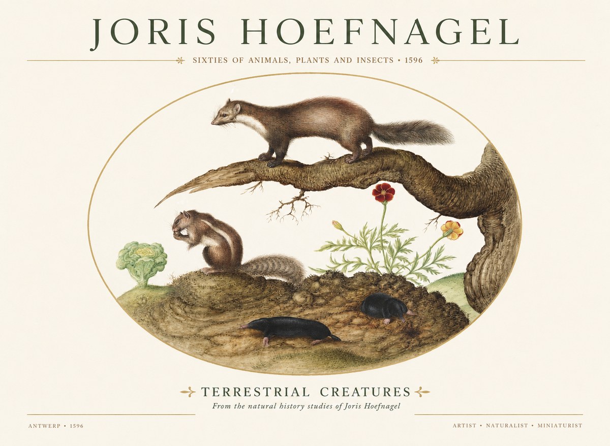 Joris Hoefnagel Terrestrial Creatures No1 - Affiche