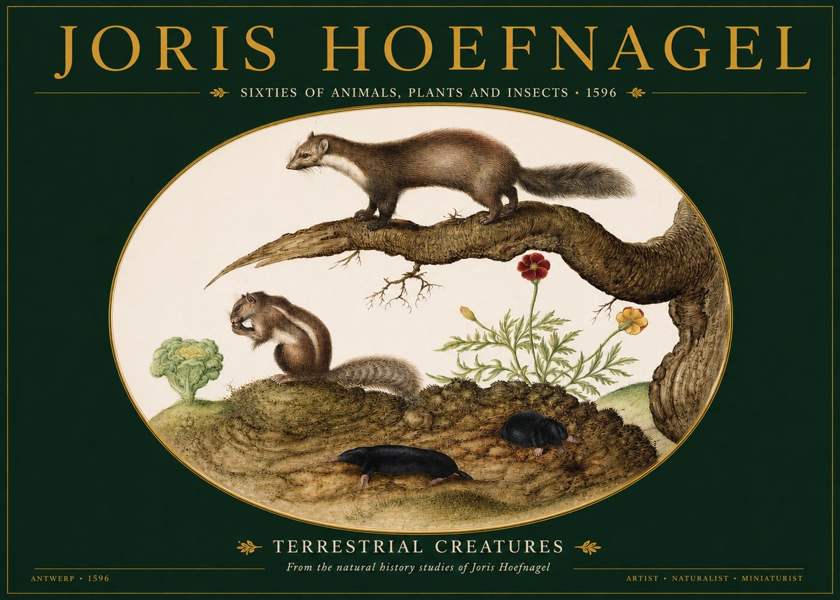 Joris Hoefnagel Terrestrial Creatures No2 - Affiche
