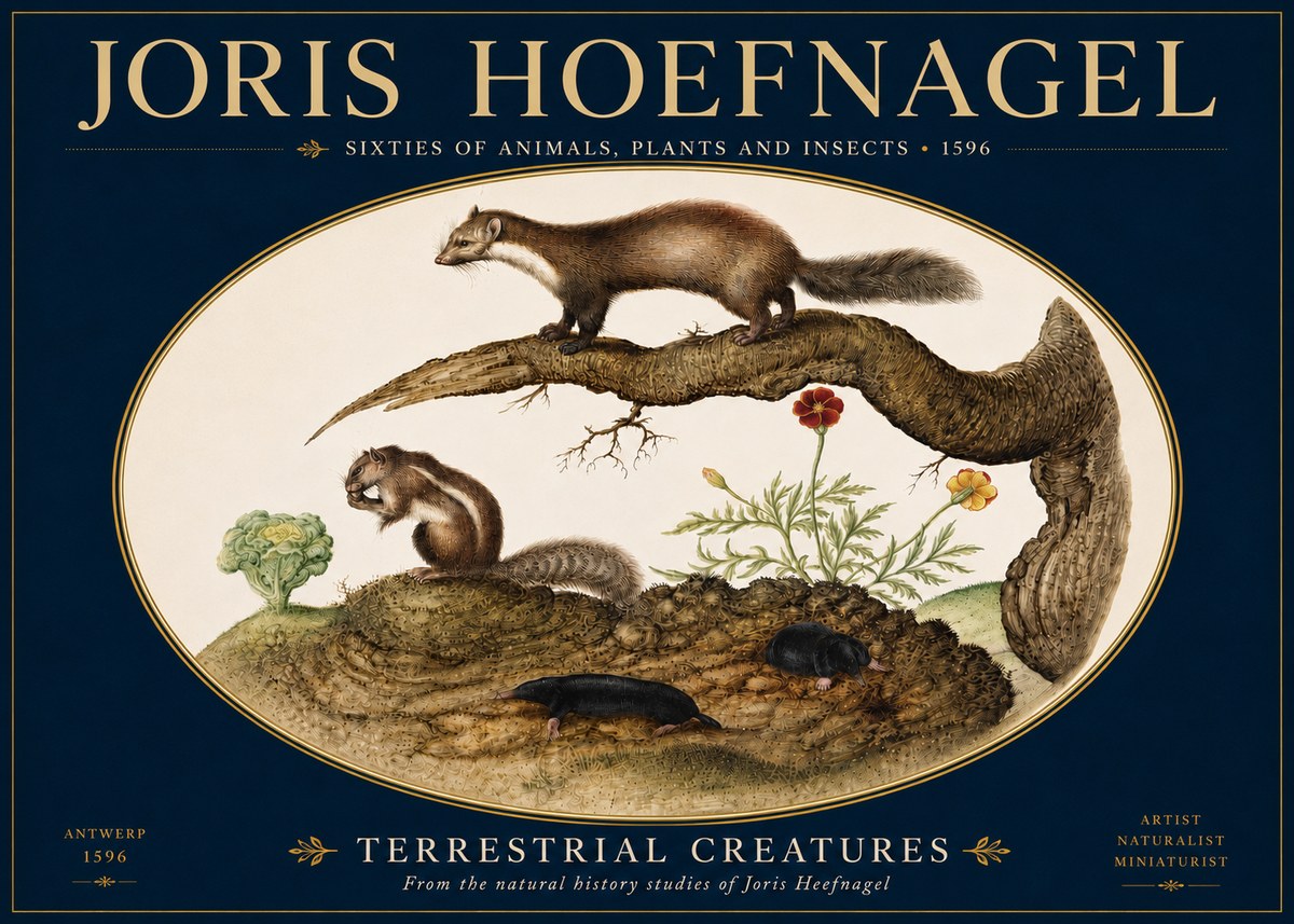 Joris Hoefnagel Terrestrial Creatures No5 - Affiche
