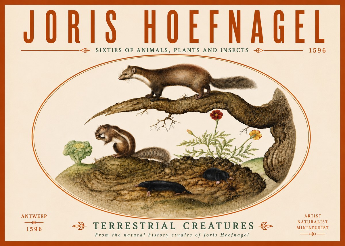 Joris Hoefnagel Terrestrial Creatures No6 - Affiche