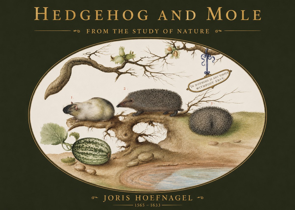 Joris Hoefnagel Hedgehog and Mole No2 - Affiche