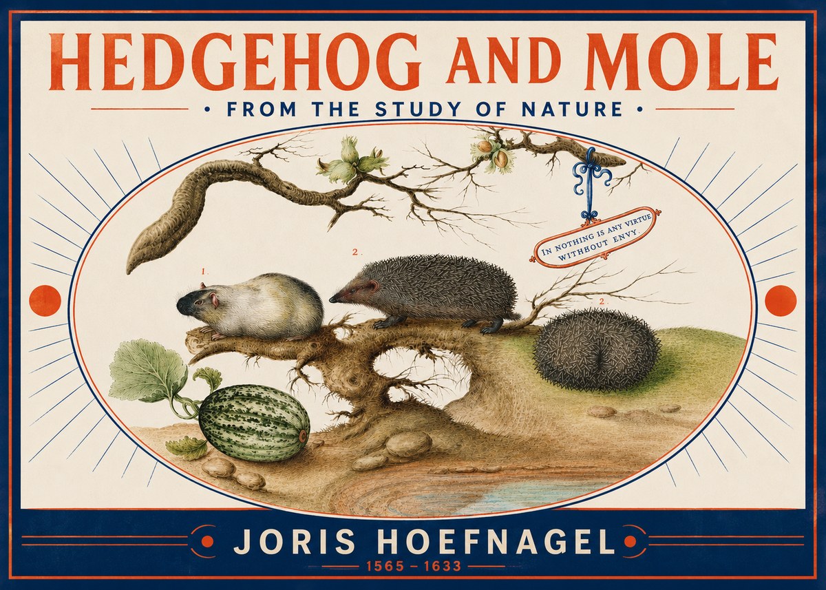 Joris Hoefnagel Hedgehog and Mole No3 - Affiche