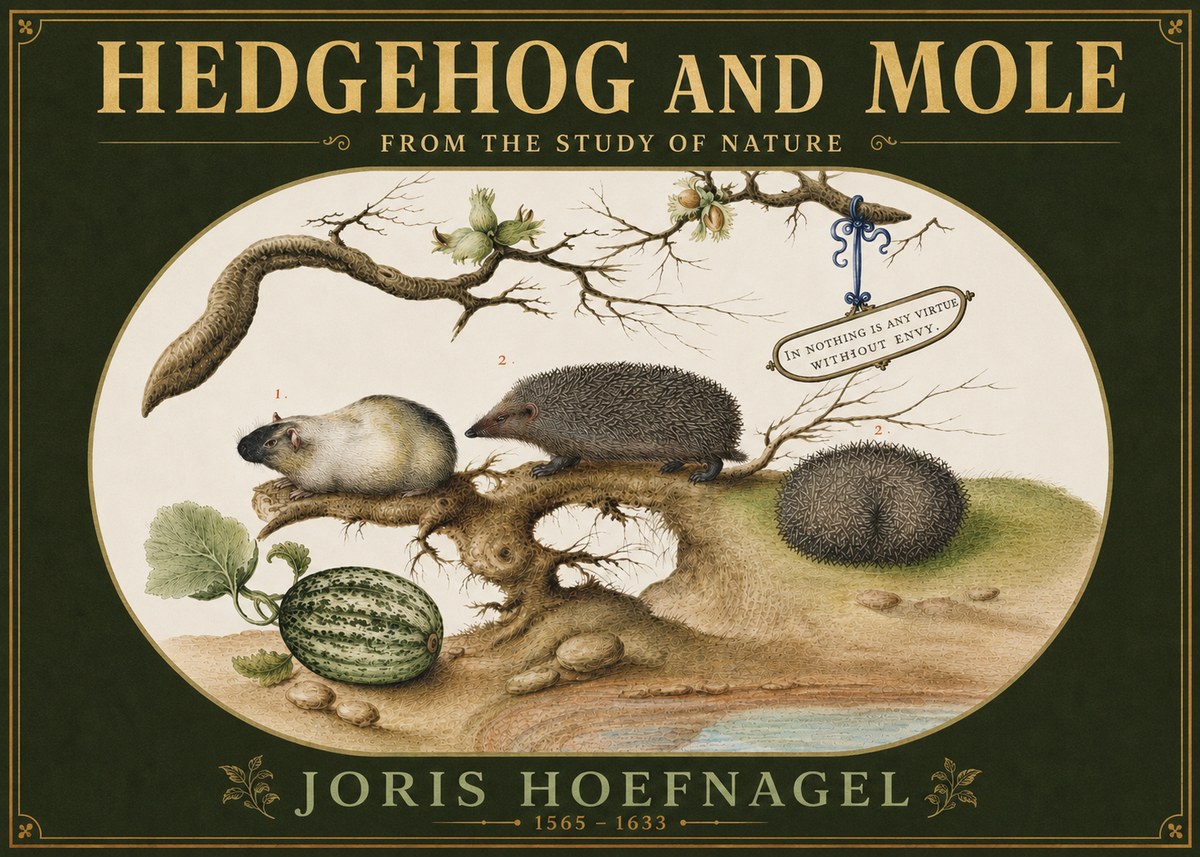 Joris Hoefnagel Hedgehog and Mole No4 - Affiche