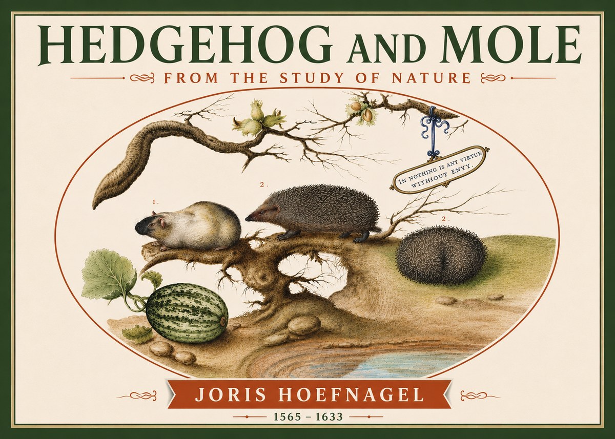Joris Hoefnagel Hedgehog and Mole No6 - Affiche