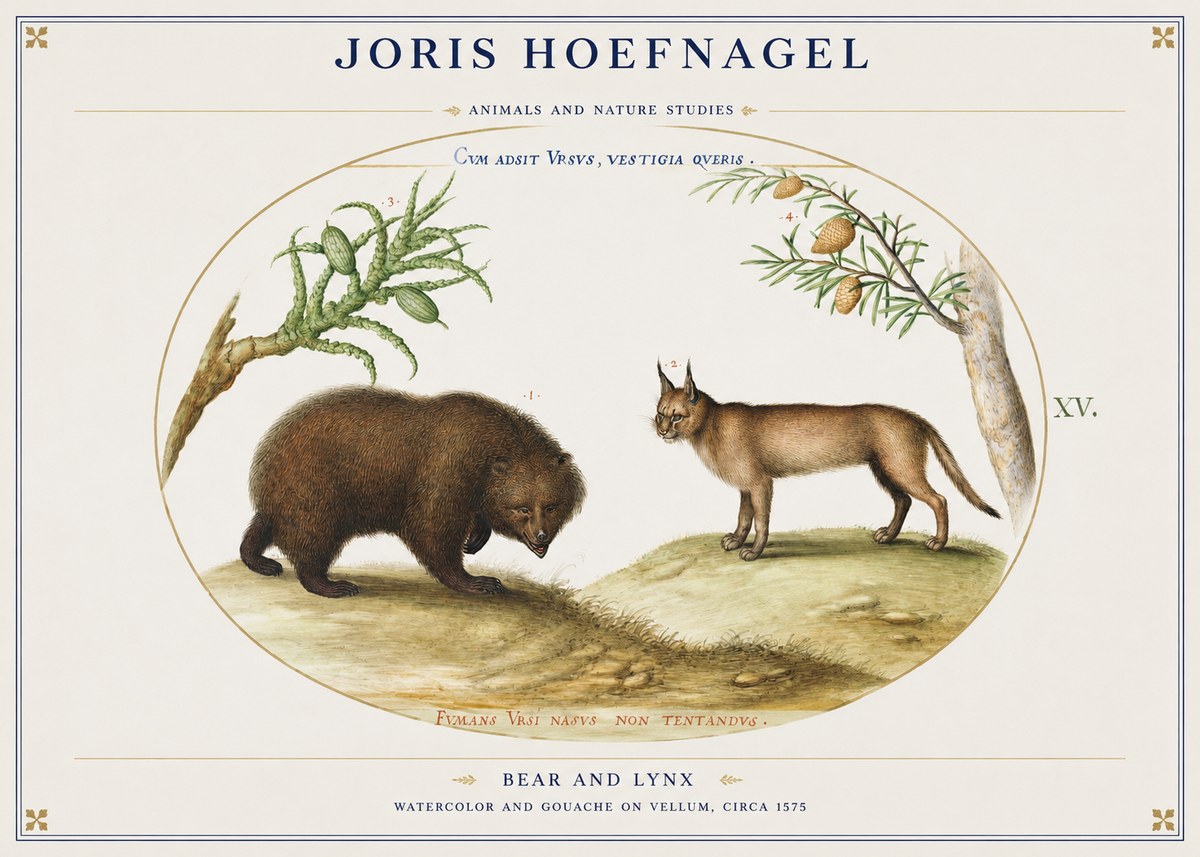 Joris Hoefnagel Bear and Lynx No1 - Affiche