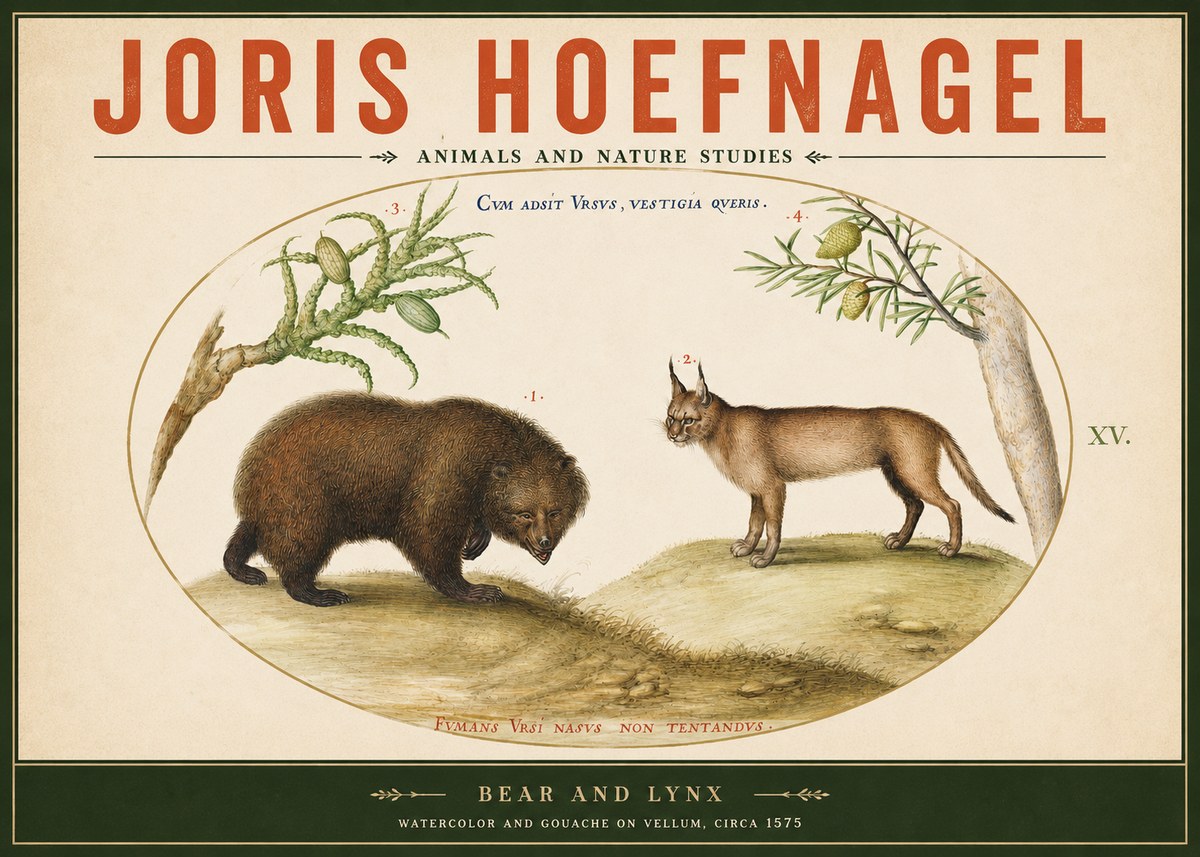 Joris Hoefnagel Bear and Lynx No2 - Affiche