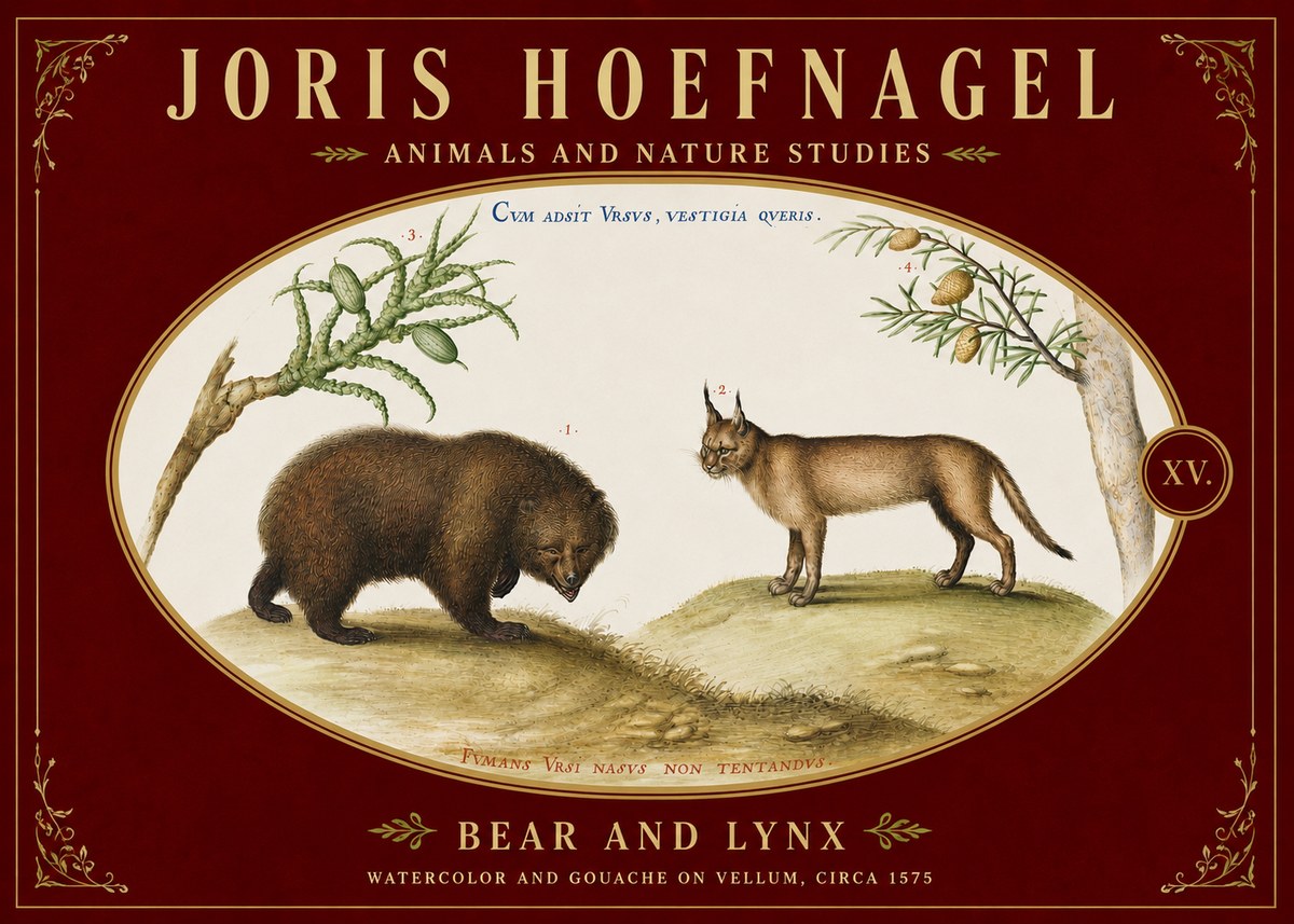 Joris Hoefnagel Bear and Lynx No5 - Affiche