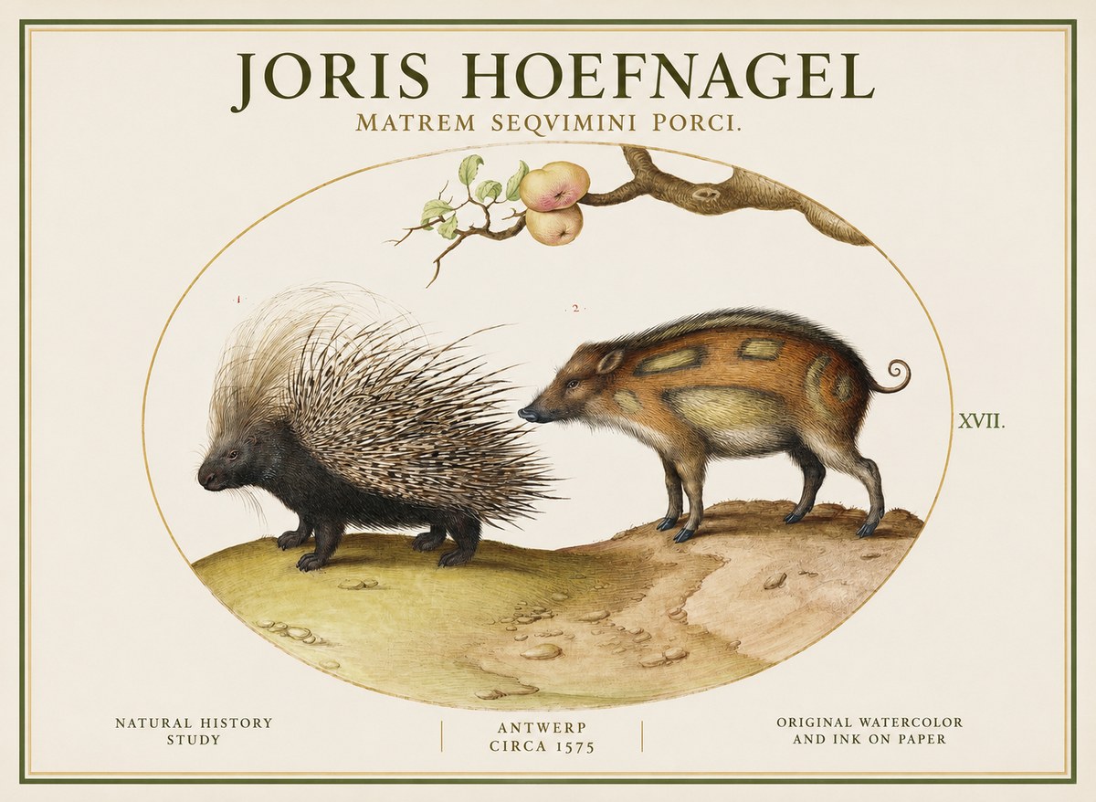 Joris Hoefnagel Matrem Seqvimini Porci. No1 - Affiche