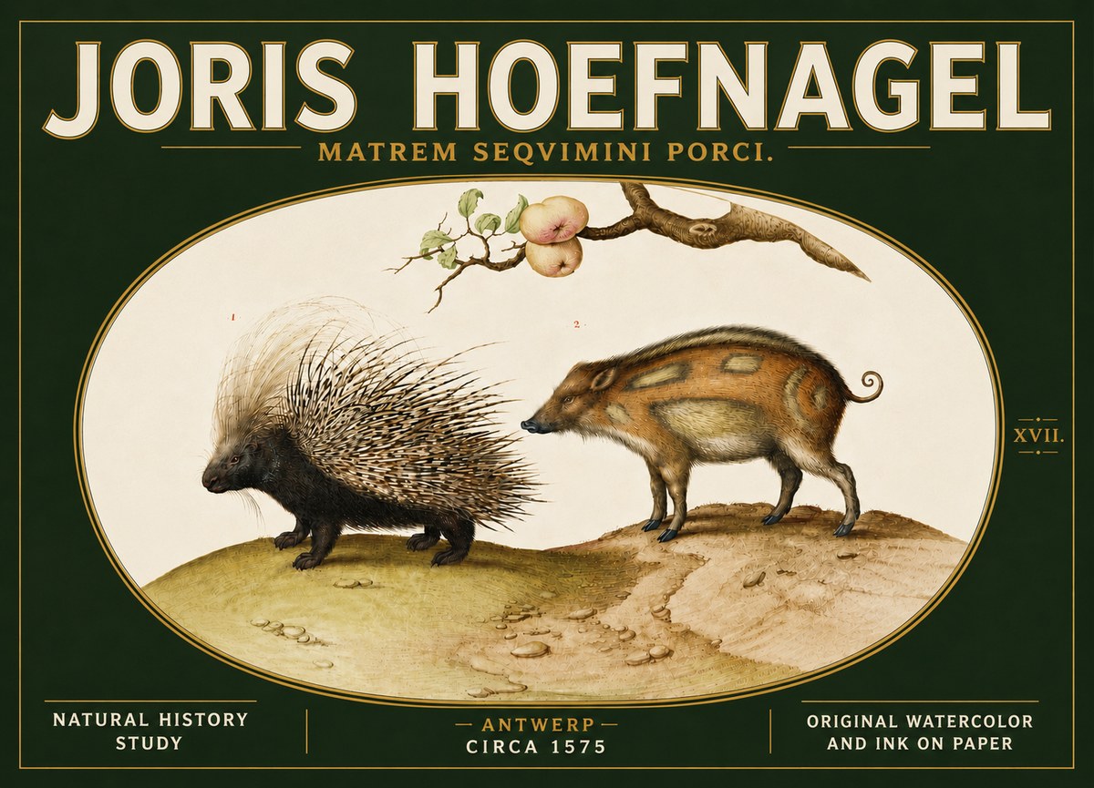 Joris Hoefnagel Matrem Seqvimini Porci. No5 - Affiche