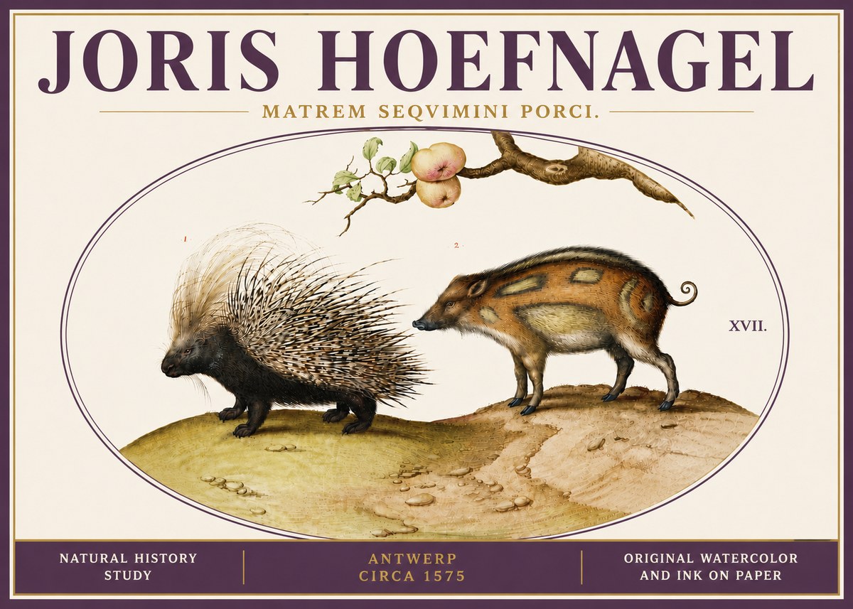Joris Hoefnagel Matrem Seqvimini Porci. No6 - Affiche