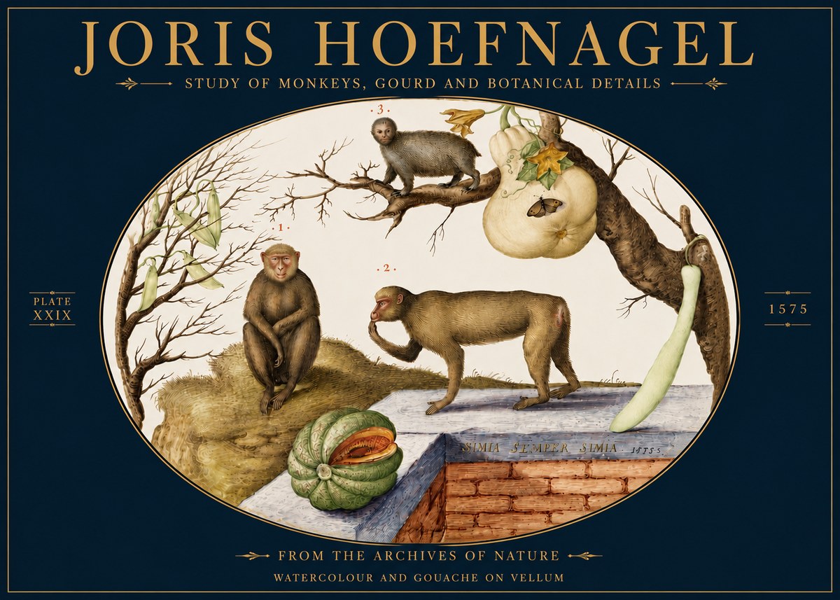 Joris Hoefnagel But Always a Monkey, Always a Monkey. Plate Xxix No5 - Affiche