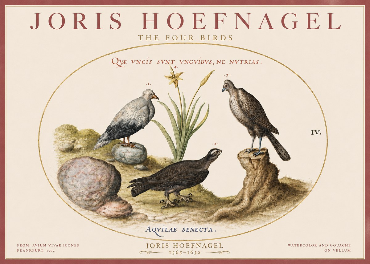 Joris Hoefnagel The Four Birds No3 - Affiche