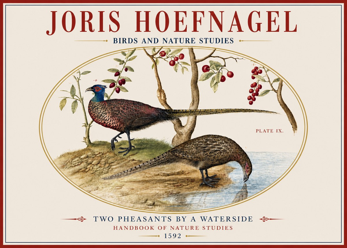 Joris Hoefnagel Peacocks and Pheasants Among Fruiting Branches No4 - Affiche