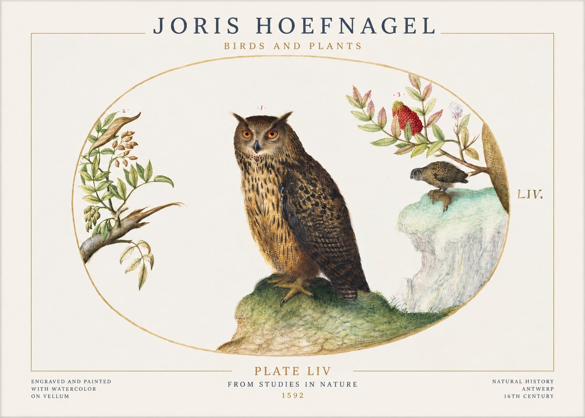 Joris Hoefnagel Bird Study Plate Liv No2 - Affiche