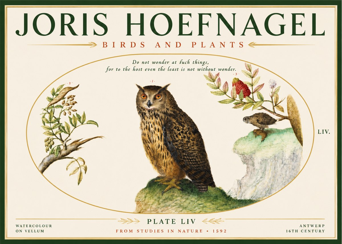 Joris Hoefnagel Bird Study Plate Liv No5 - Affiche