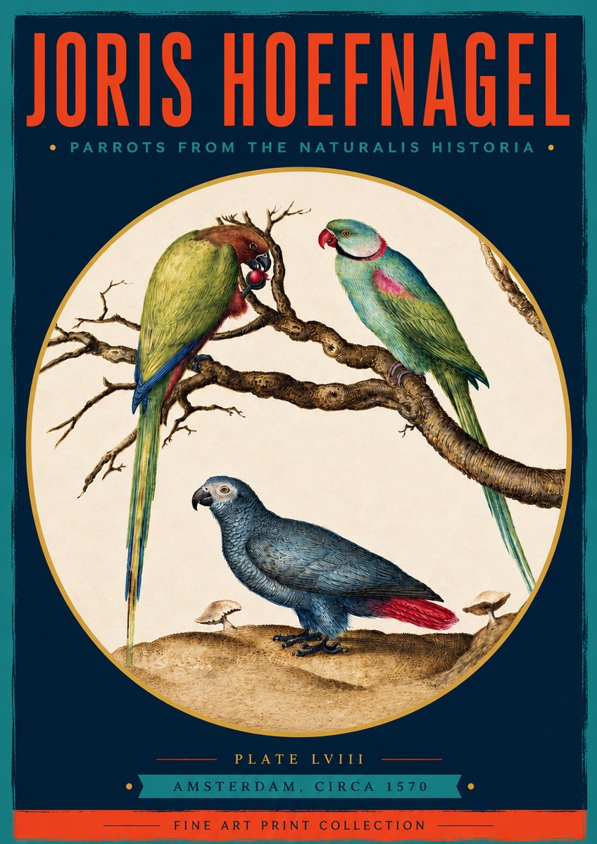 Joris Hoefnagel Parrots from the Naturalis Historia No3 - Affiche
