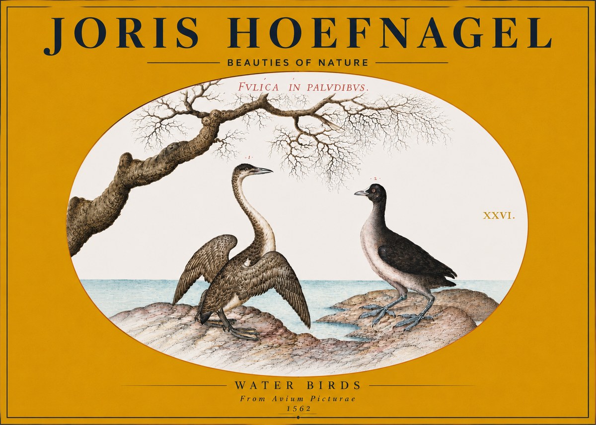 Joris Hoefnagel Cormorant and Coot No4 - Affiche