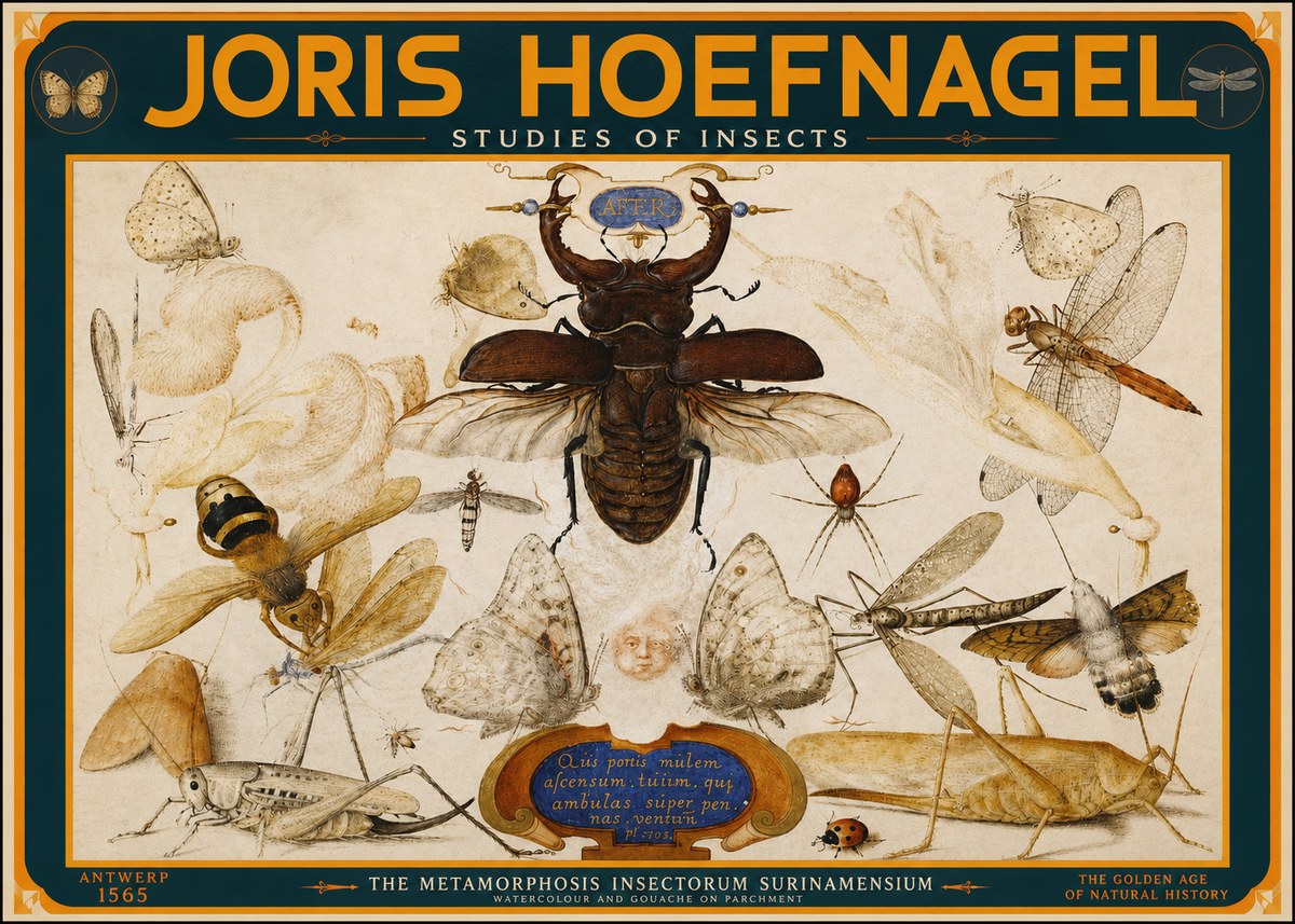 Joris Hoefnagel Studies of Insects I No2 - Affiche