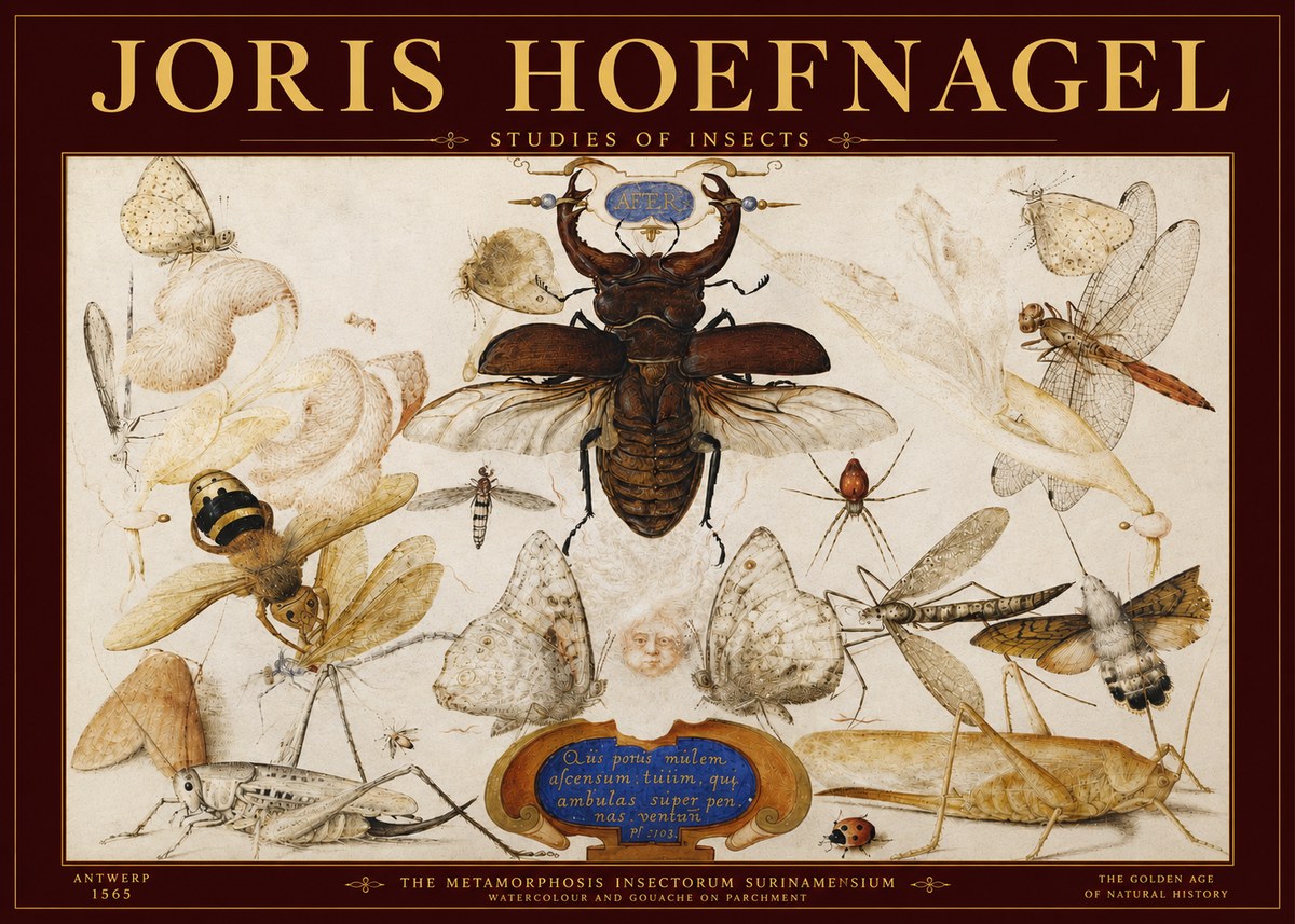 Joris Hoefnagel Studies of Insects I No3 - Affiche