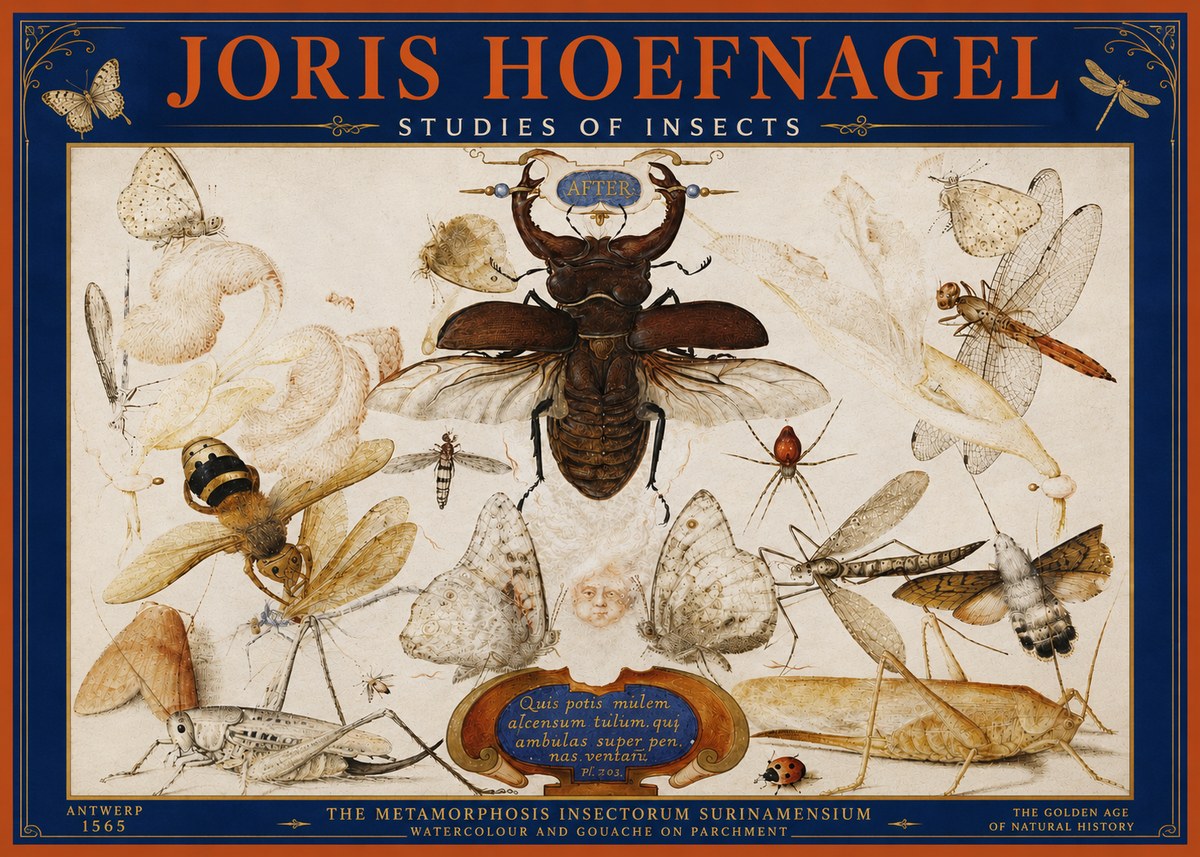 Joris Hoefnagel Studies of Insects I No4 - Affiche