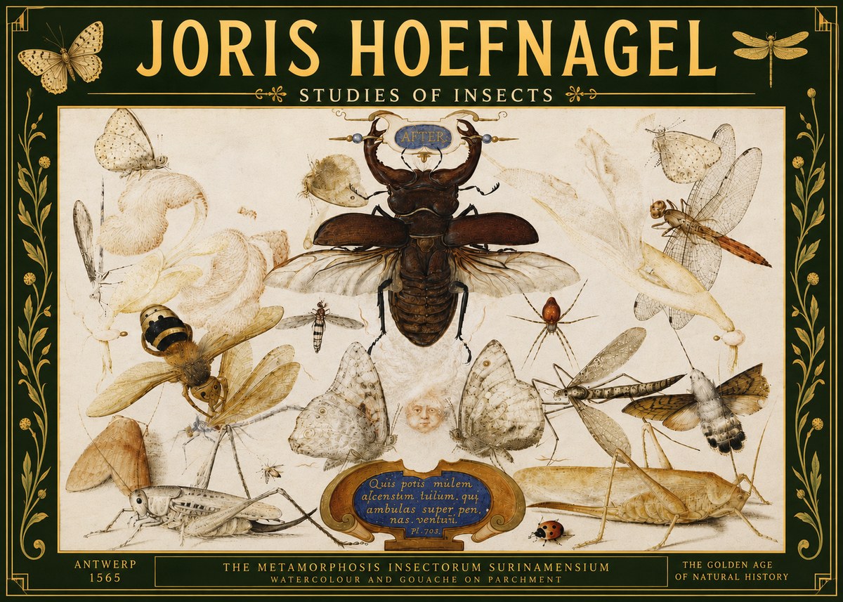 Joris Hoefnagel Studies of Insects I No5 - Affiche