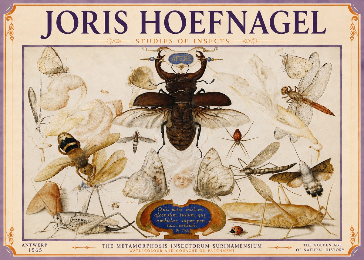 Joris Hoefnagel Studies of Insects I No6 - Affiche