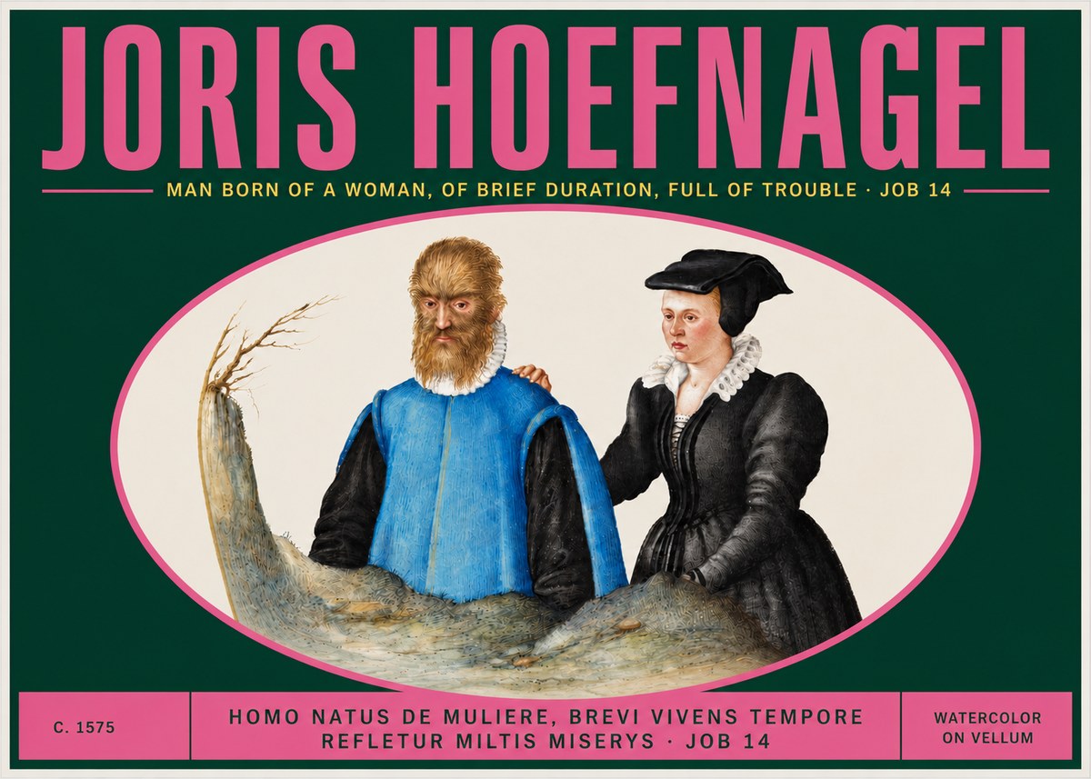 Joris Hoefnagel Homo Natus De Muliere, Brevi Vivens Tempore Refletur Miltis Miserys · Job 14 No3 - Affiche