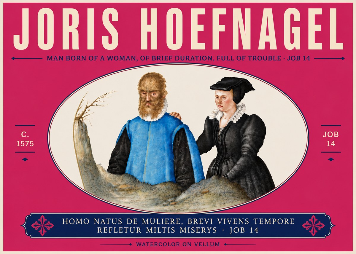 Joris Hoefnagel Homo Natus De Muliere, Brevi Vivens Tempore Refletur Miltis Miserys · Job 14 No6 - Affiche