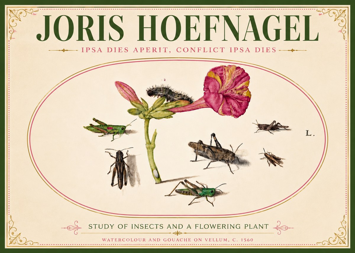 Joris Hoefnagel Study of Insects and a Flowering Plant No6 - Affiche