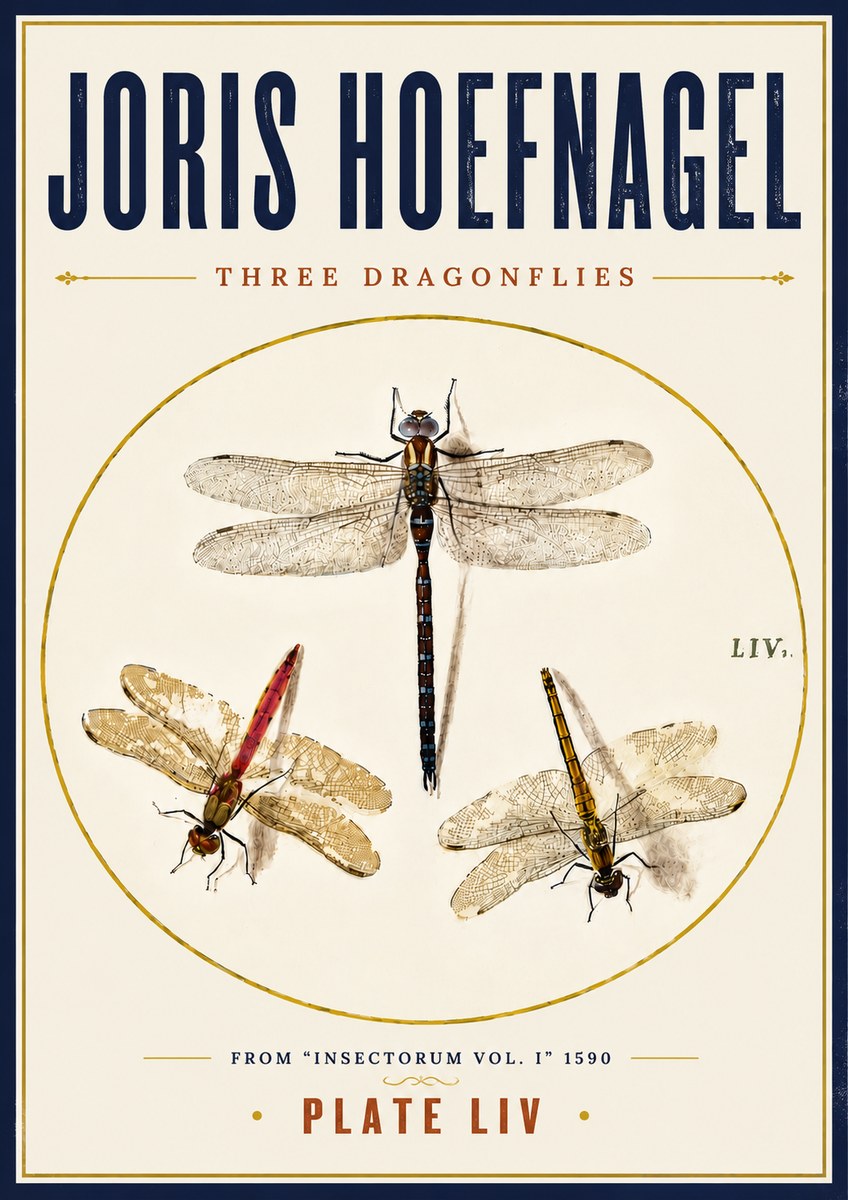 Joris Hoefnagel Three Dragonflies No6 - Affiche