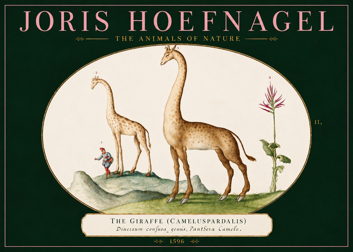 Joris Hoefnagel The Giraffe (Cameluspardalis) No2 - Affiche