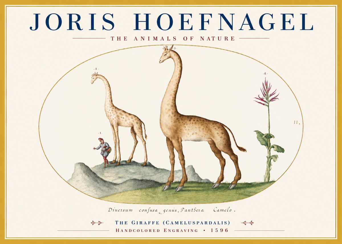 Joris Hoefnagel The Giraffe (Cameluspardalis) No3 - Affiche