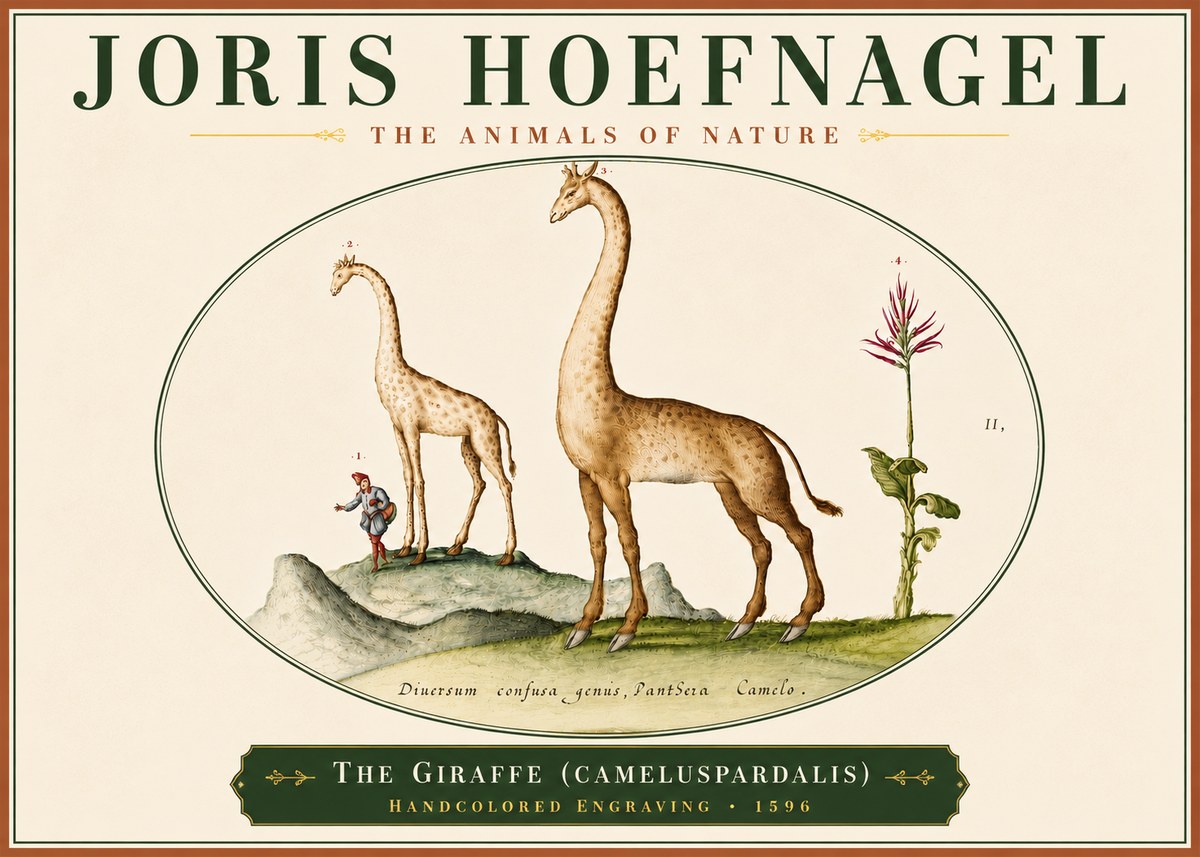 Joris Hoefnagel The Giraffe (Cameluspardalis) No6 - Affiche