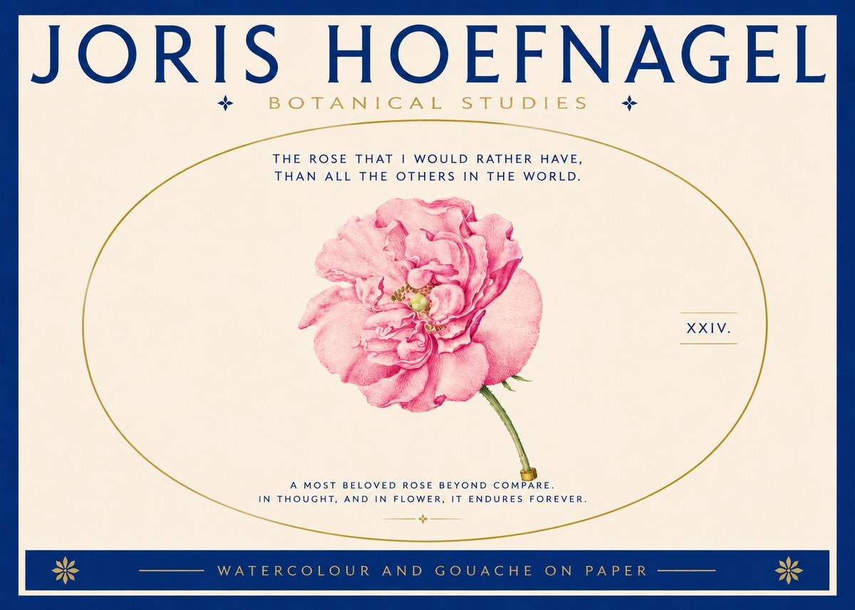 Joris Hoefnagel A Pink Damask Rose No5 - Affiche