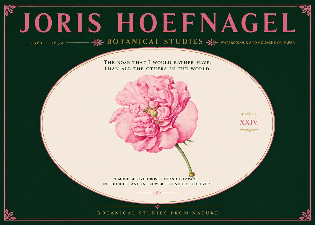 Joris Hoefnagel A Pink Damask Rose No6 - Affiche