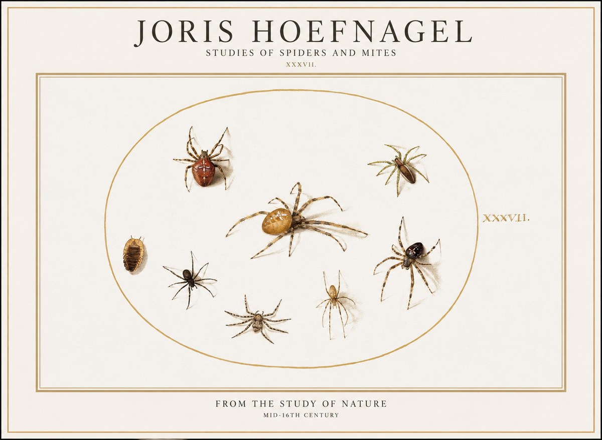 Joris Hoefnagel Study of Spiders and Mites - Plate Xxxvii. No2 - Affiche