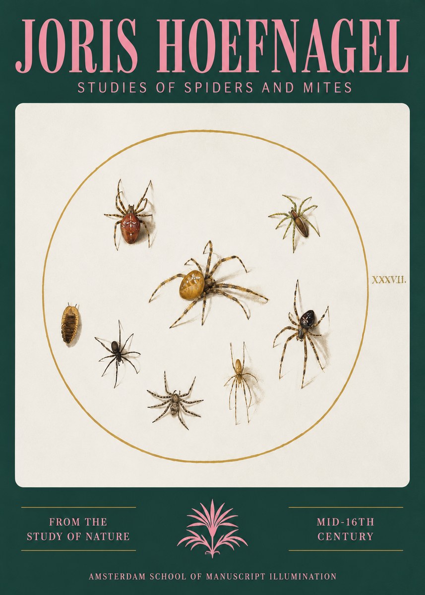 Joris Hoefnagel Study of Spiders and Mites - Plate Xxxvii. No3 - Affiche
