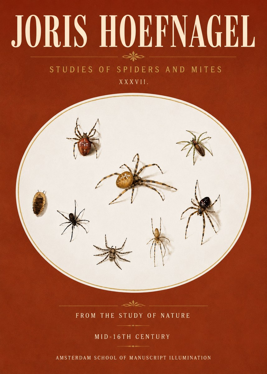 Joris Hoefnagel Study of Spiders and Mites - Plate Xxxvii. No6 - Affiche