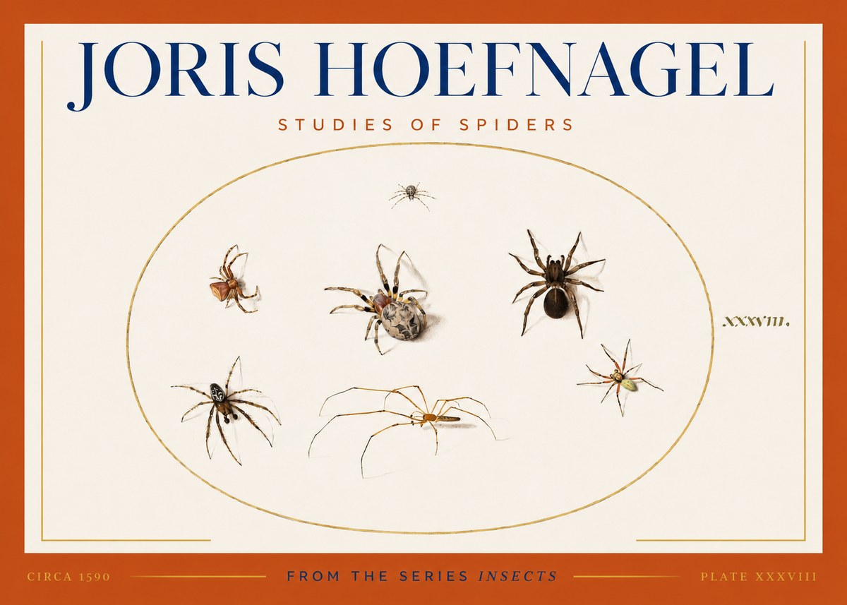 Joris Hoefnagel Studies of Spiders I No3 - Affiche