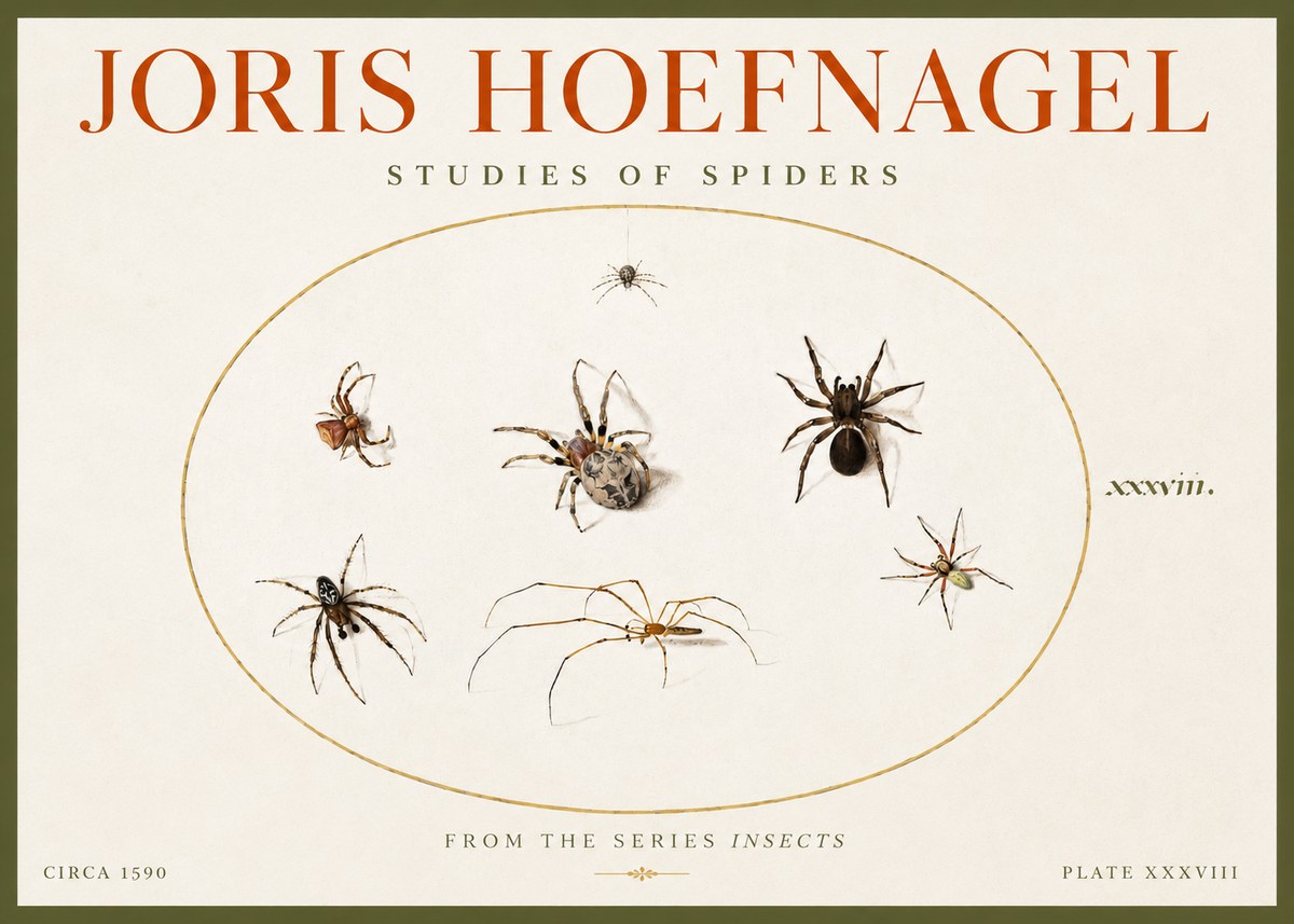 Joris Hoefnagel Studies of Spiders I No4 - Affiche