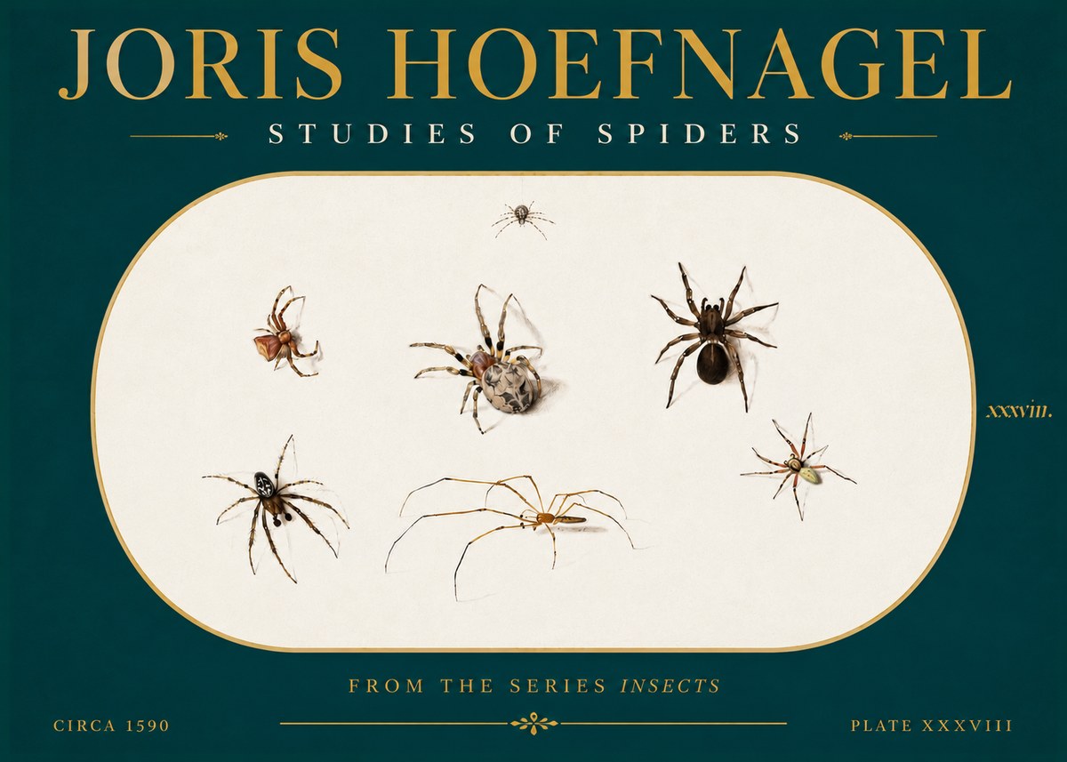 Joris Hoefnagel Studies of Spiders I No5 - Affiche