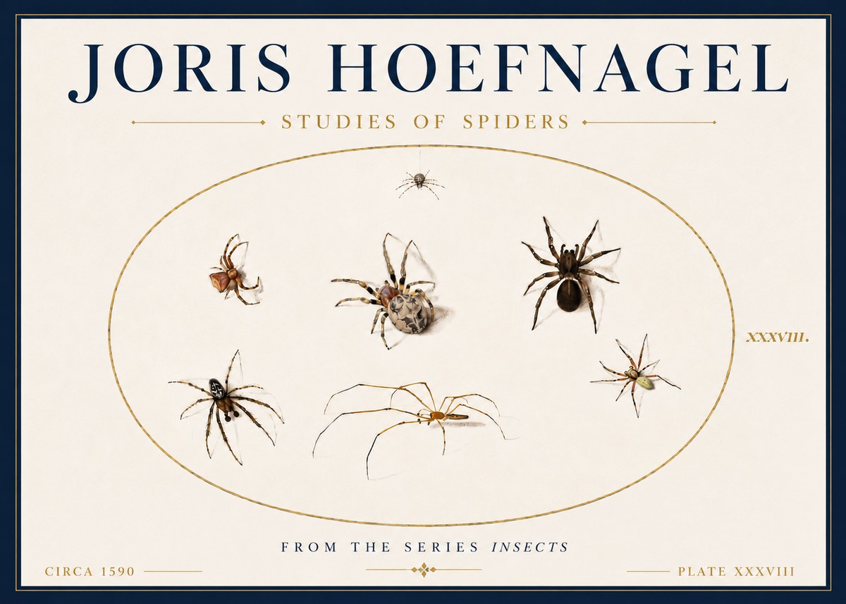 Joris Hoefnagel Studies of Spiders I No6 - Affiche