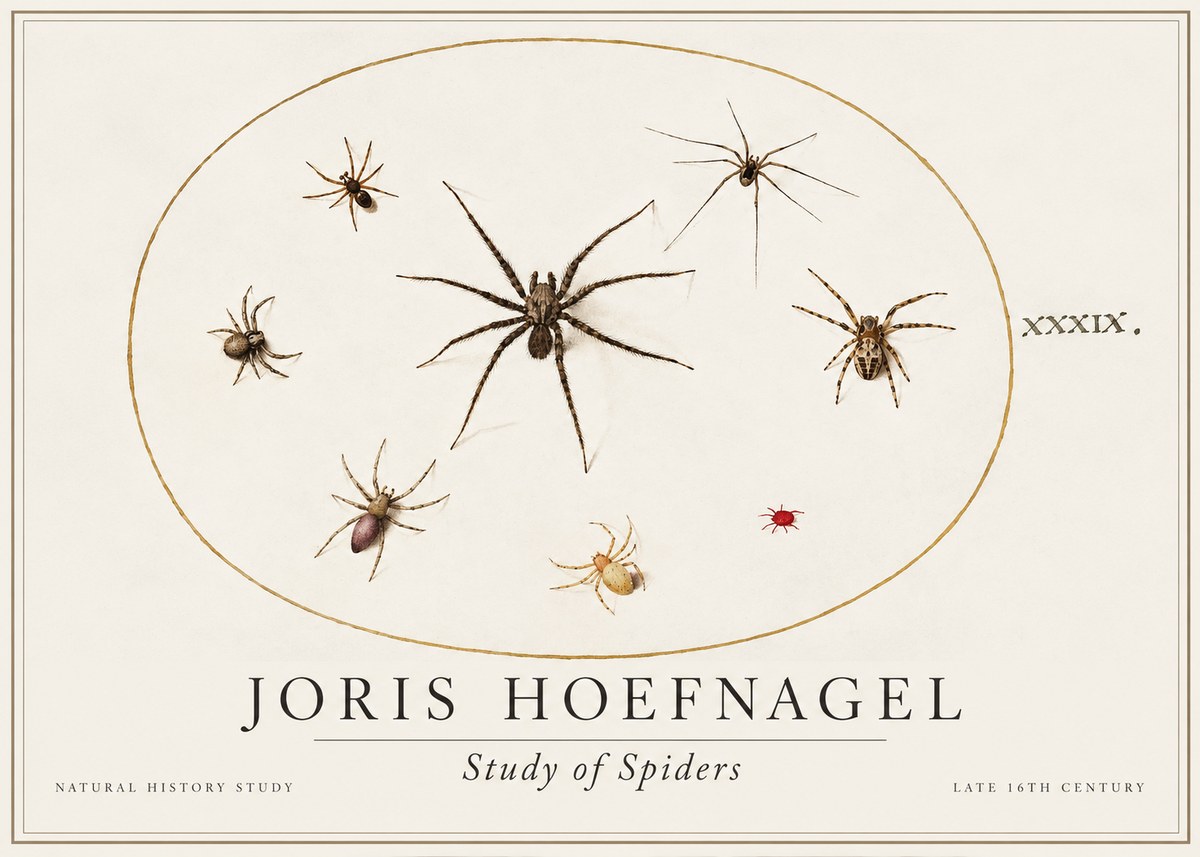 Joris Hoefnagel Studies of Spiders II No2 - Affiche