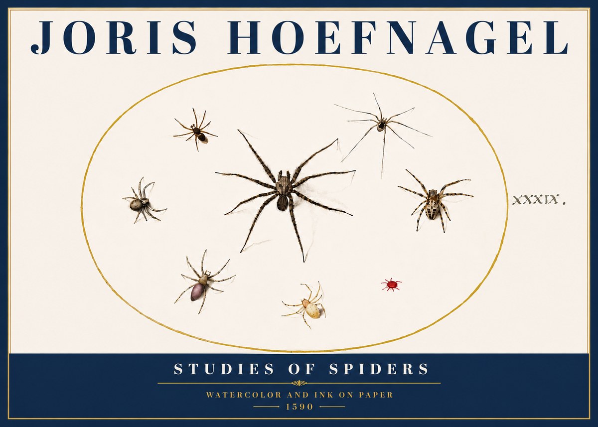 Joris Hoefnagel Studies of Spiders II No5 - Affiche