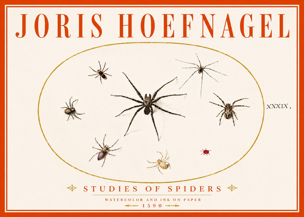 Joris Hoefnagel Studies of Spiders II No6 - Affiche