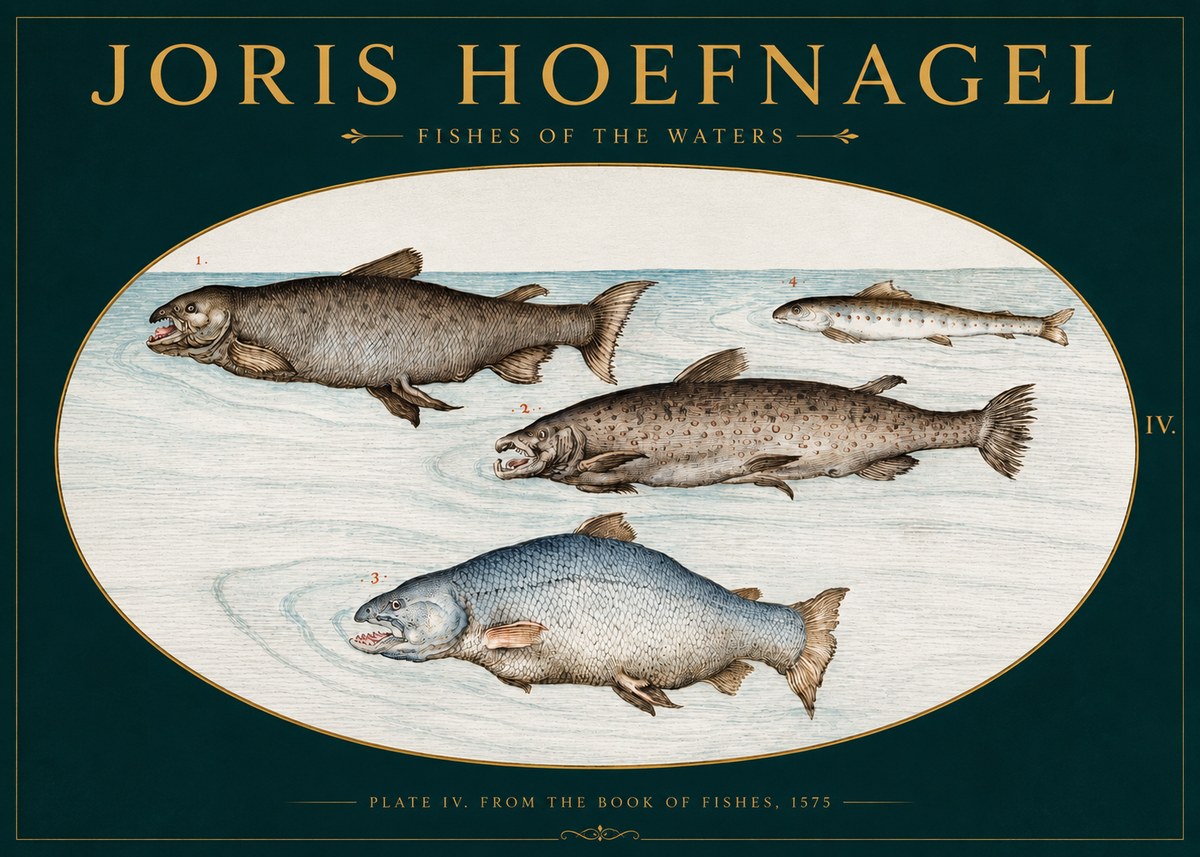 Joris Hoefnagel Fishes of the Waters I No3 - Affiche
