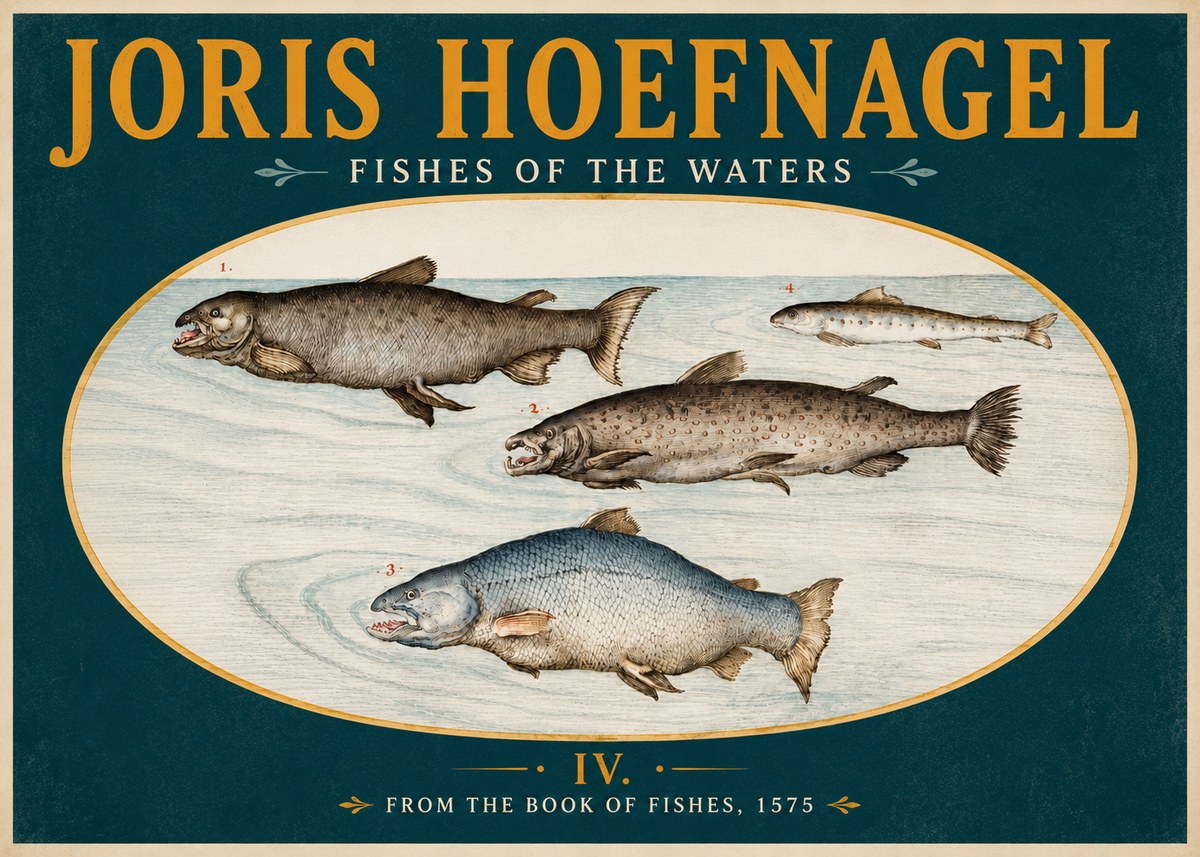 Joris Hoefnagel Fishes of the Waters I No5 - Affiche