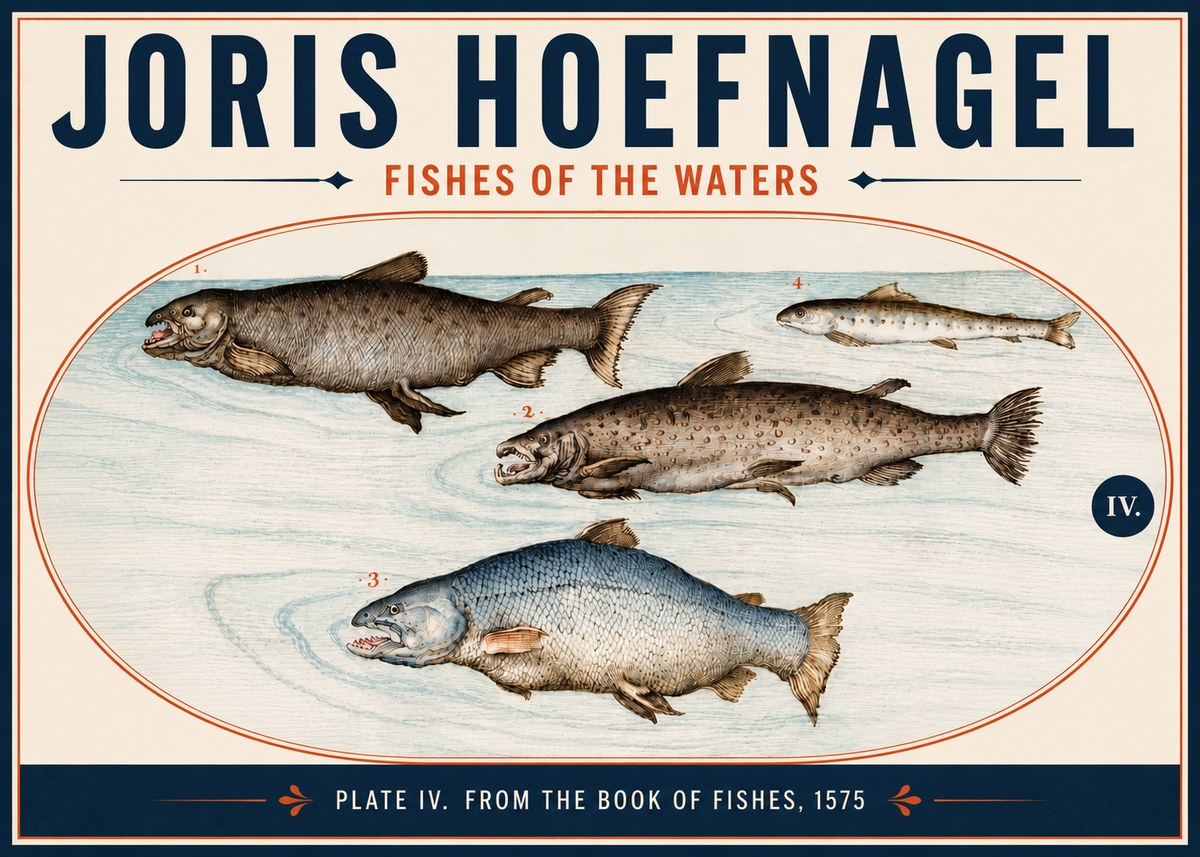 Joris Hoefnagel Fishes of the Waters I No6 - Affiche