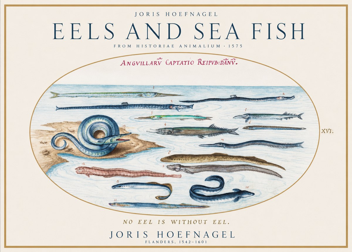 Joris Hoefnagel Eels and Sea Fish No1 - Affiche